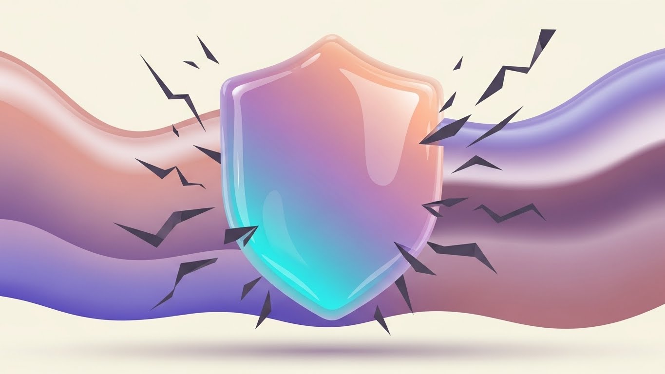 (Abstract 2D flat vector organic modern motion graphics): Cyan Shield + Seamless User Protection
