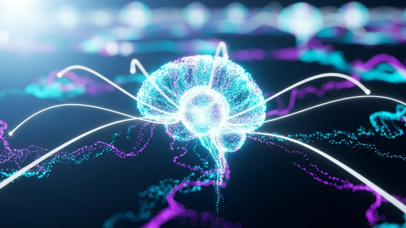 (Abstract 3D AI Visualization): Bioluminescent Chaos Organization + Intelligent System Logic