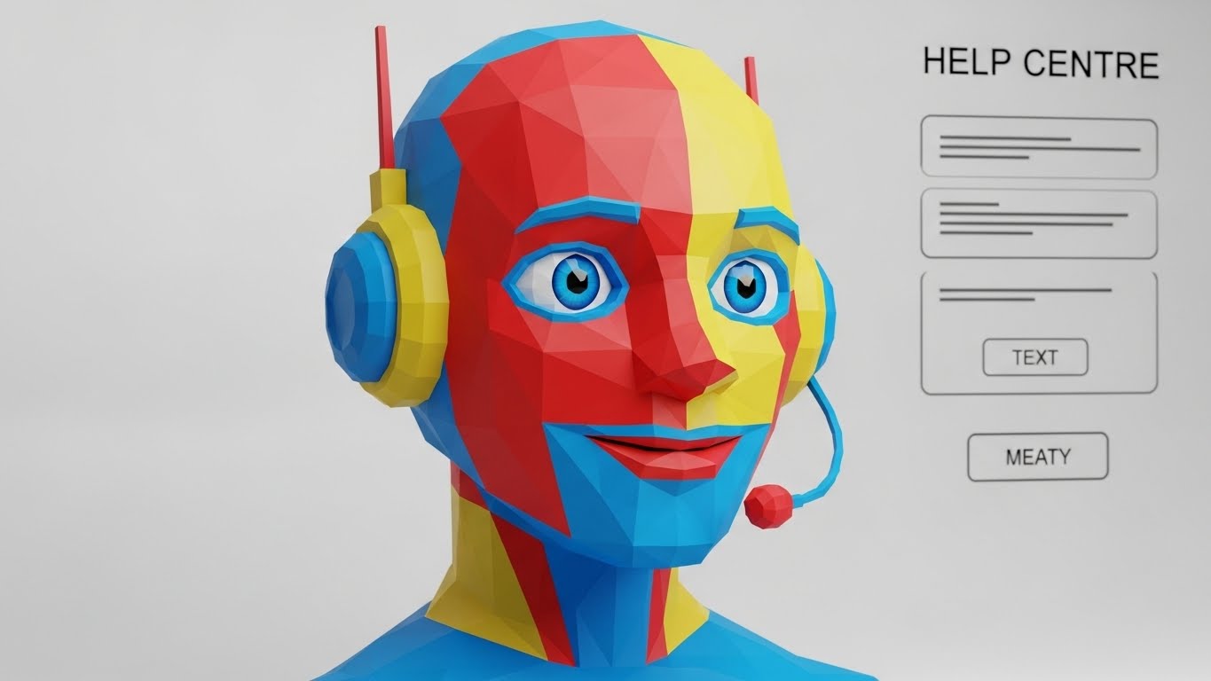 (Low-Poly 3D Modeling): Geometric Avatar Assistance + Proactive Support