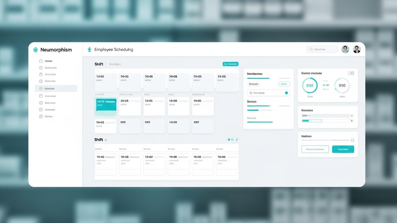 (Clean UI Workflow): Soft UI Aesthetics + Frictionless Staff Scheduling