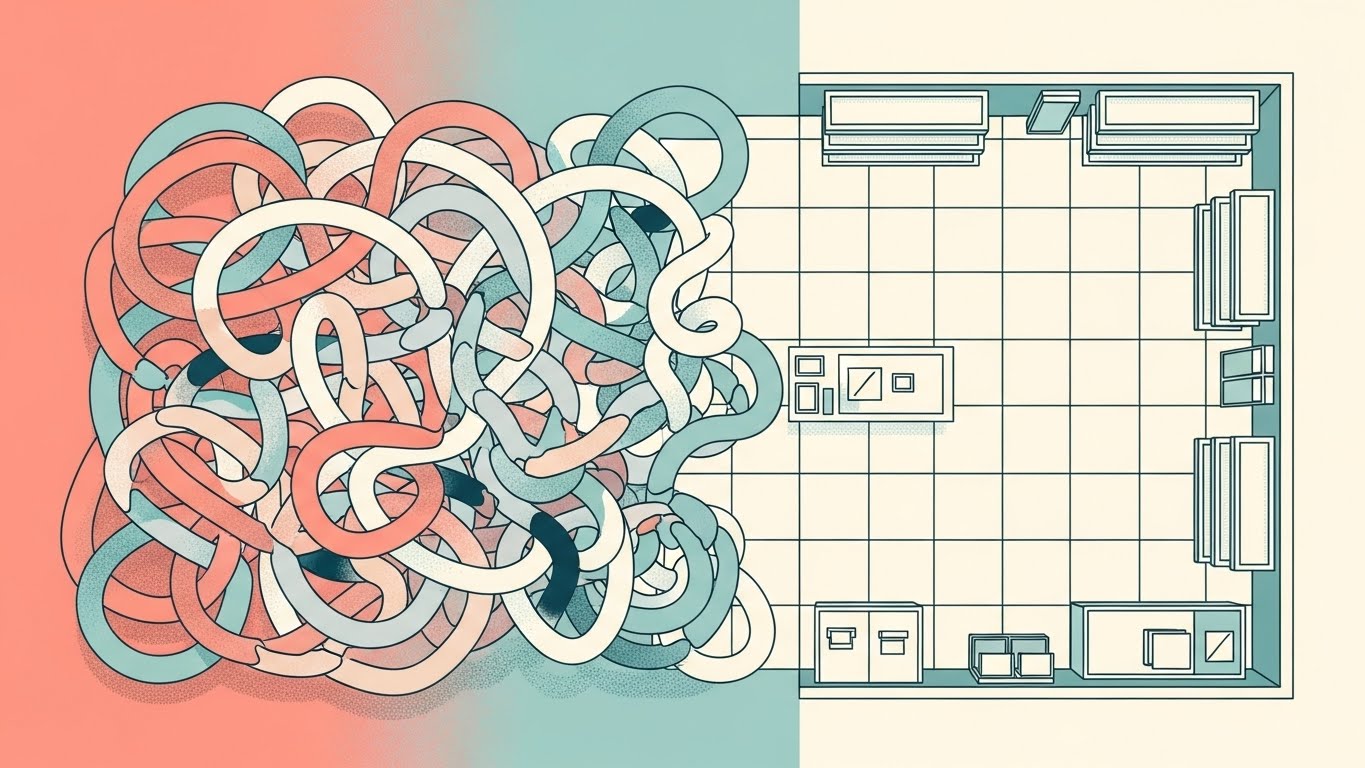 (Abstract 2D Vector): From Tangled Chaos + To Structured Efficiency