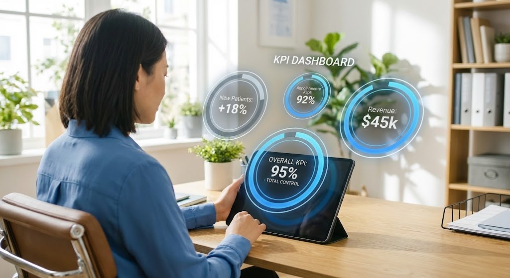 (Lifestyle Stock with UI Overlay): Augmented Control + Visualize Real-time KPIs