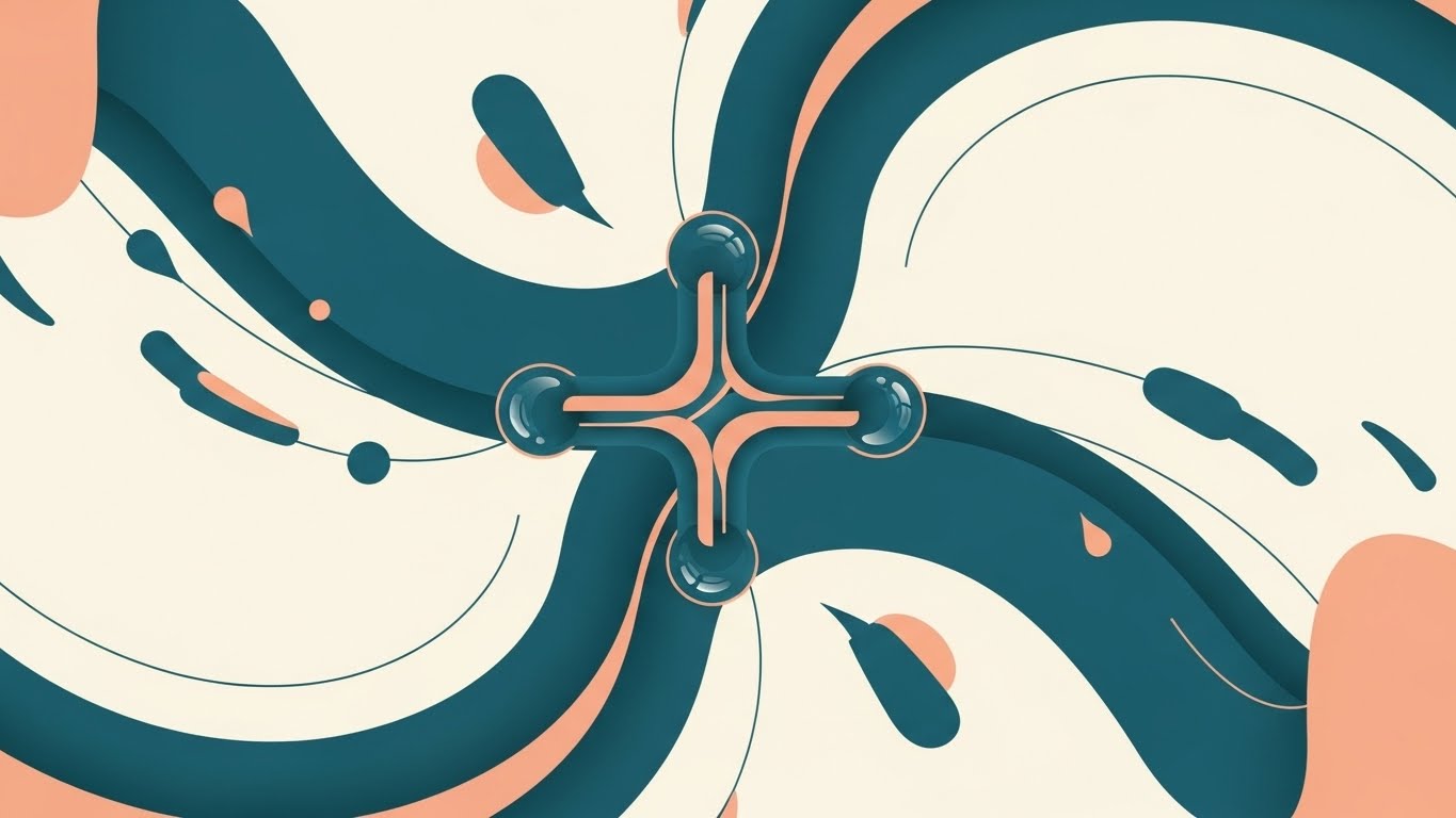 (Abstract 2D flat vector organic flat vector): Fluid Nodes + Unifying Disparate Data Streams