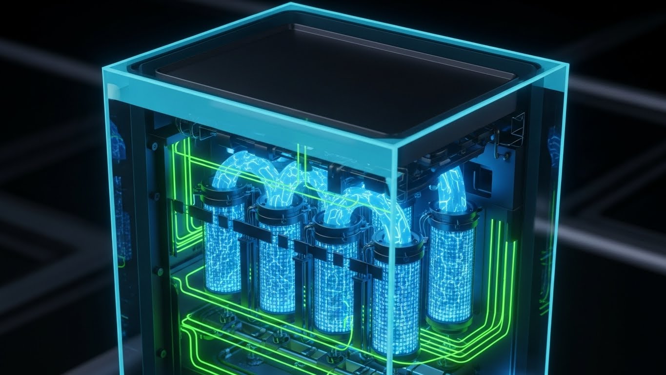 (3D X-Ray Visualization): Transparency Core — Reveals robust security architecture