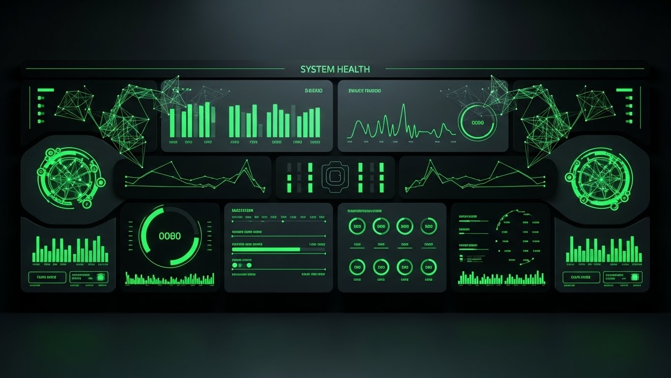 (Dark Mode UI Showcase): System Pulse — Projects always-on reliability and health