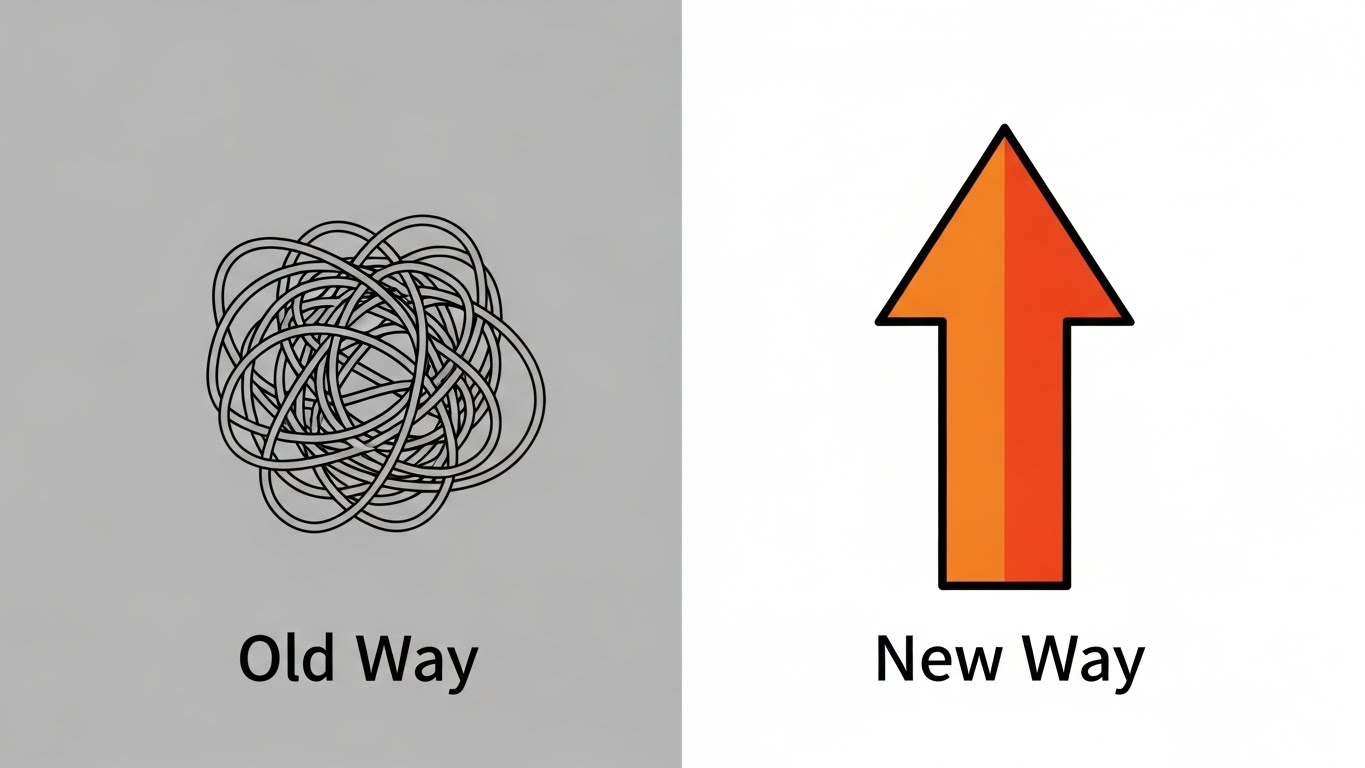 (Minimalist Vector): Arrow Contrast + Operational Clarity Shift