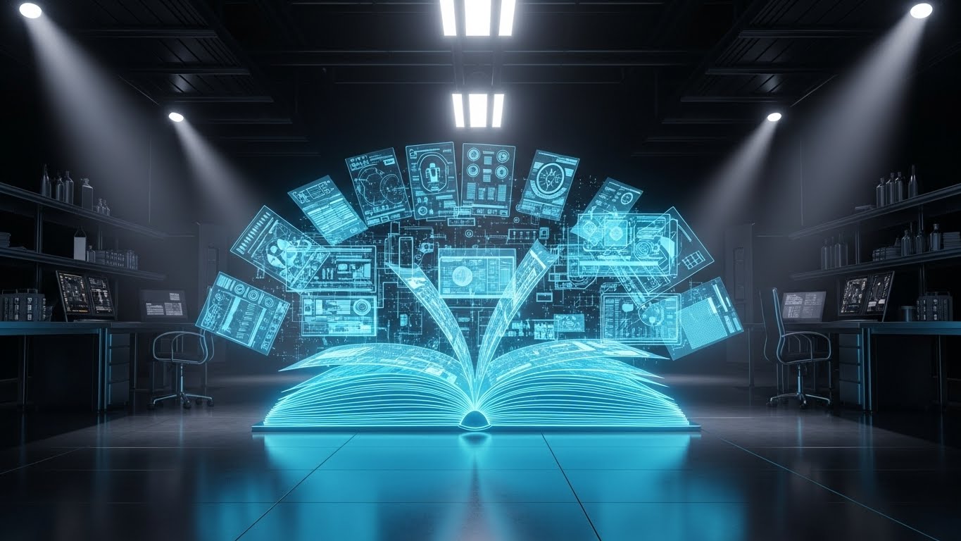 (Holographic UI over 3D Render): Holographic Projection + Accessing Infinite Knowledge