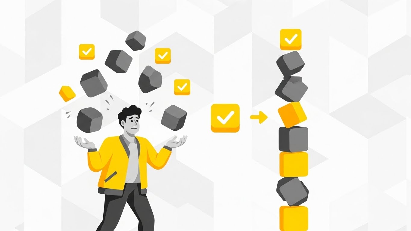 (2D Animation & UI Composition): Chaos to Order + Resolving Implementation Anxiety