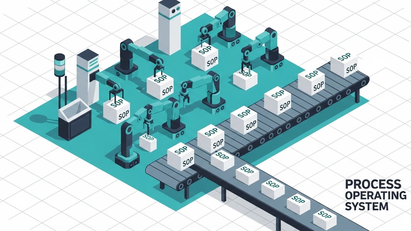 (Isometric 2D Motion Design): Robotic Factory + Systemizing Knowledge Production