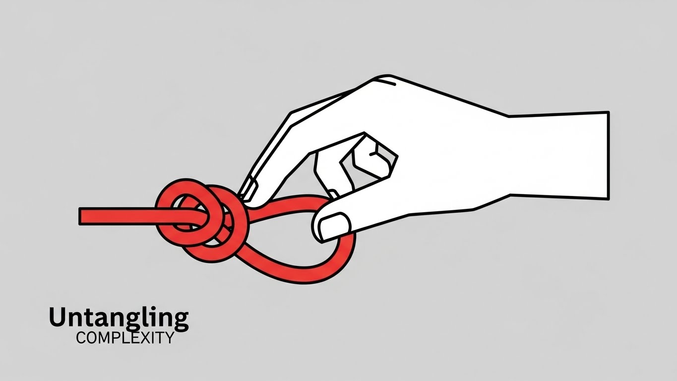(Minimalist Flat 2D): Untying Knots resolving Operational Complexity