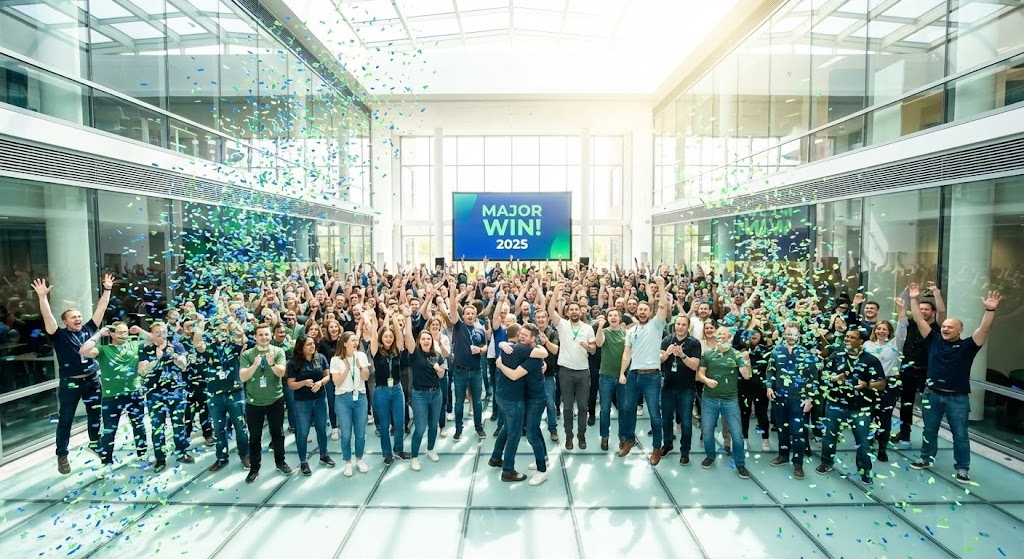 (Aspirational Montage): The Major Win celebrating Shared Success