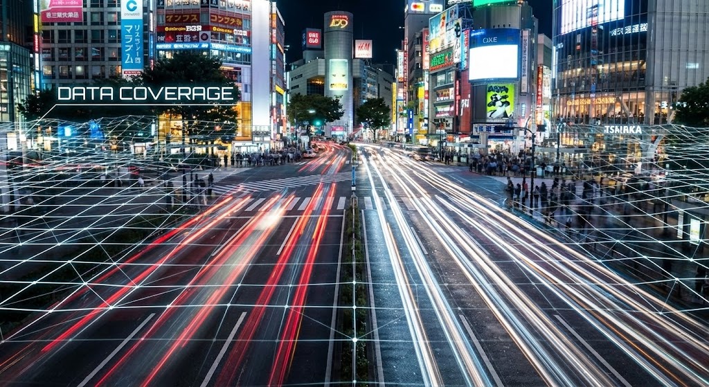 (Hyper-lapse Data): City Streaks illustrating 24/7 Coverage