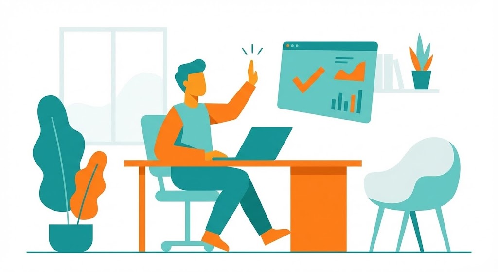 (2D Character Story): Digital High-Five celebrating Frictionless Setup