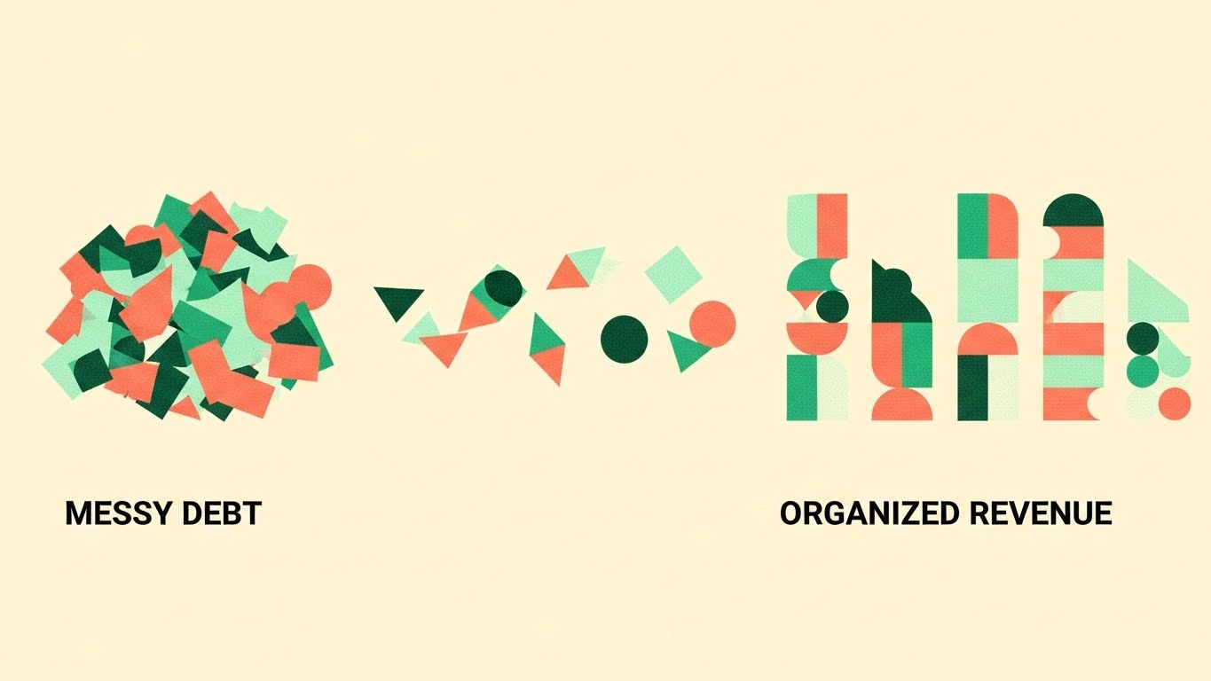 (Abstract 2D Motion): Sorting Shapes simplifying Messy Debt