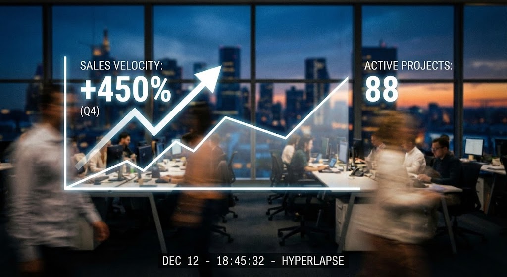 (Hyper-lapse Overlay): Accelerated metrics for sales velocity tracking