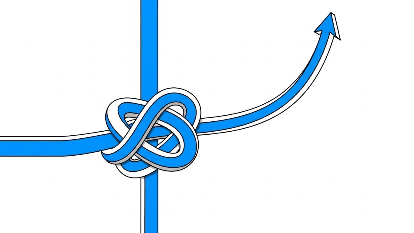 (Minimalist Flat 2D Vector): Untangled Knot - Radical Simplification