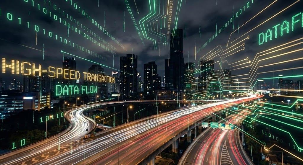 (Hyper-lapse Stock Footage + Data): Velocity Stream - High-Speed Transactions