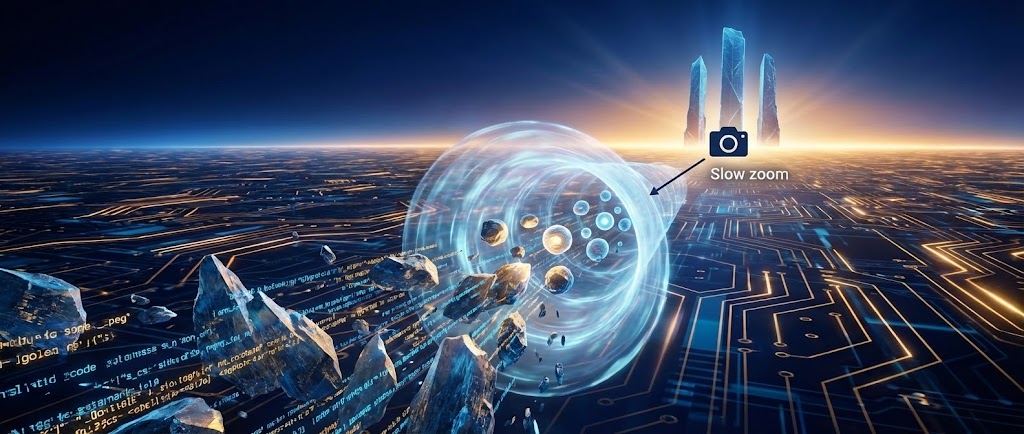 (Generative AI cinematic video): Refinement Tunnel - Automated Data Scrubbing