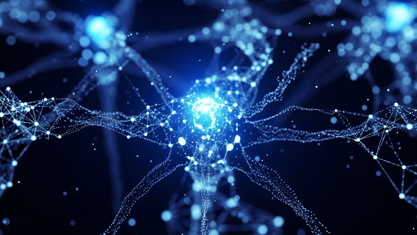 (Abstract Neural Net): Glowing Nodes visualizing Predictive Logic