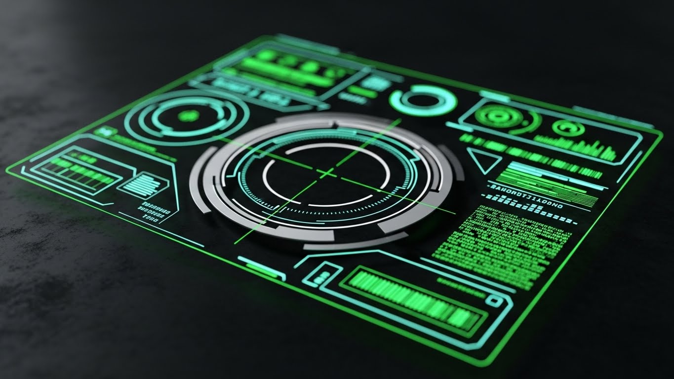 (Futuristic HUD): Self-Healing Interface visualizing AI Support