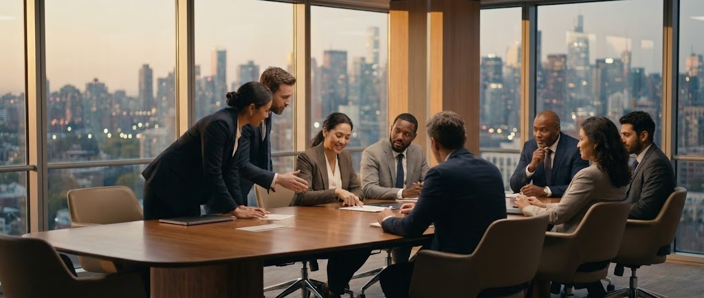 (Cinematic Human): Boardroom Collaboration visualizing Partnership