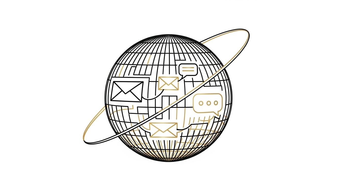 (Elegant Line Art): Wireframe Globe visualizing Global Connectivity