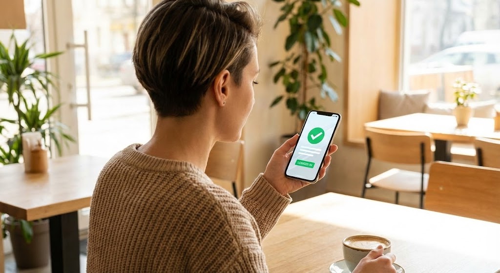 (Lifestyle Stock w/ UI): Mobile Convenience Verifying Seamless Customer Experience