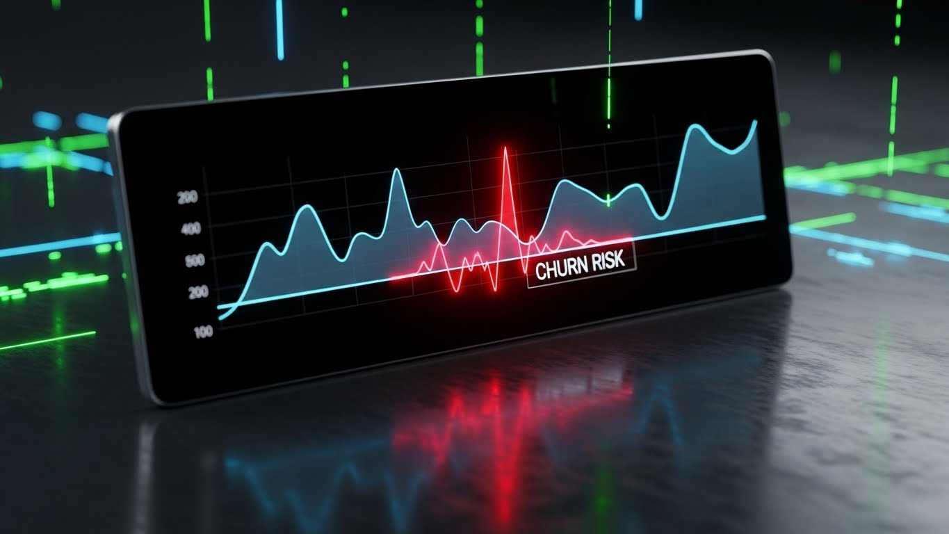 (Futuristic Neon/Dark Mode): Pulsing Signal + Preemptive Churn Mitigation.