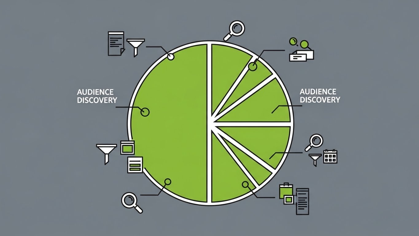 (Minimalist Flat 2D Vector): Scalable Audience Discovery.