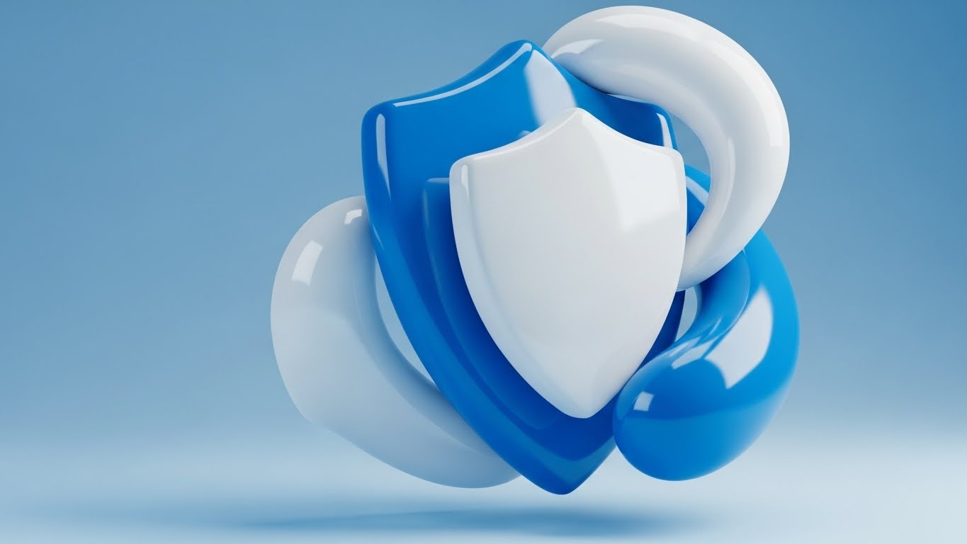 (Abstract 2D Organic): Fluid Shield + Adaptive Security Layers