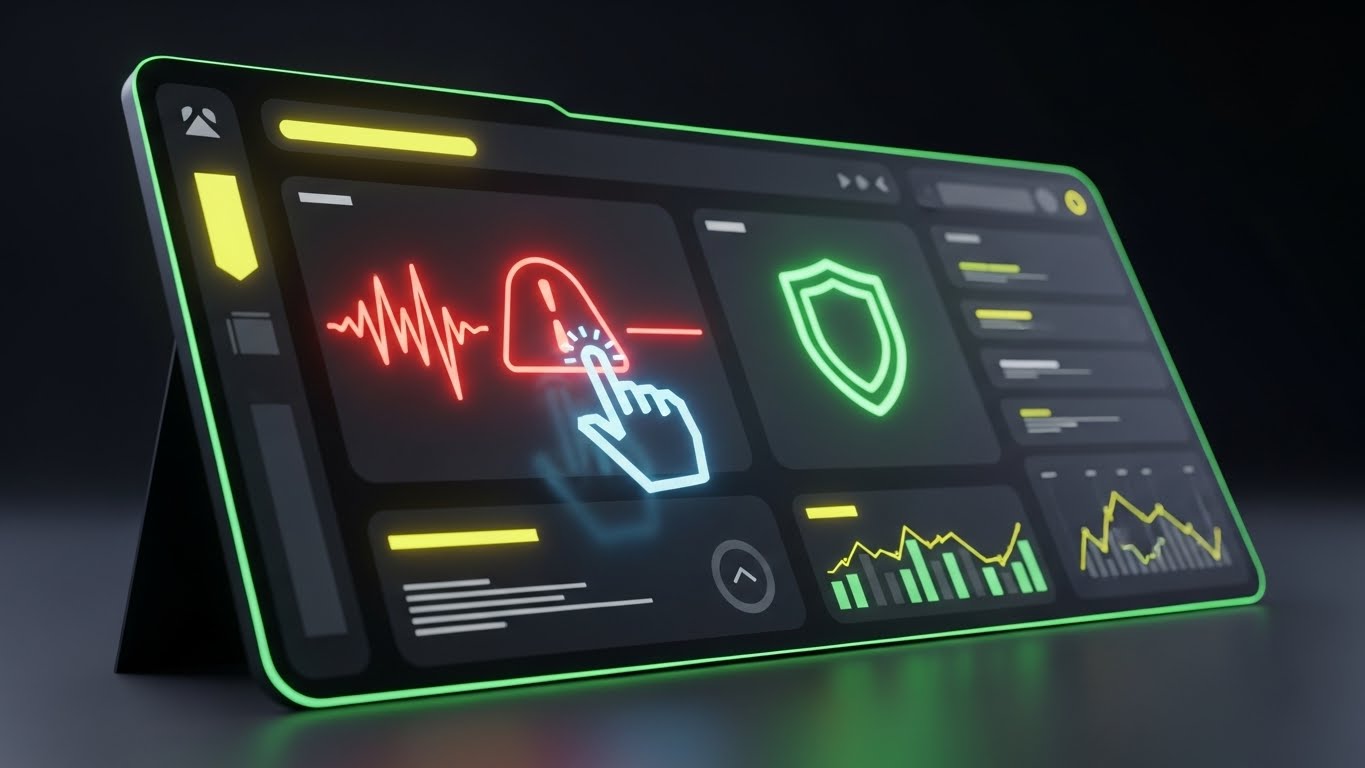 (Dark Mode UI): Neon Alert + Immediate Threat Neutralization