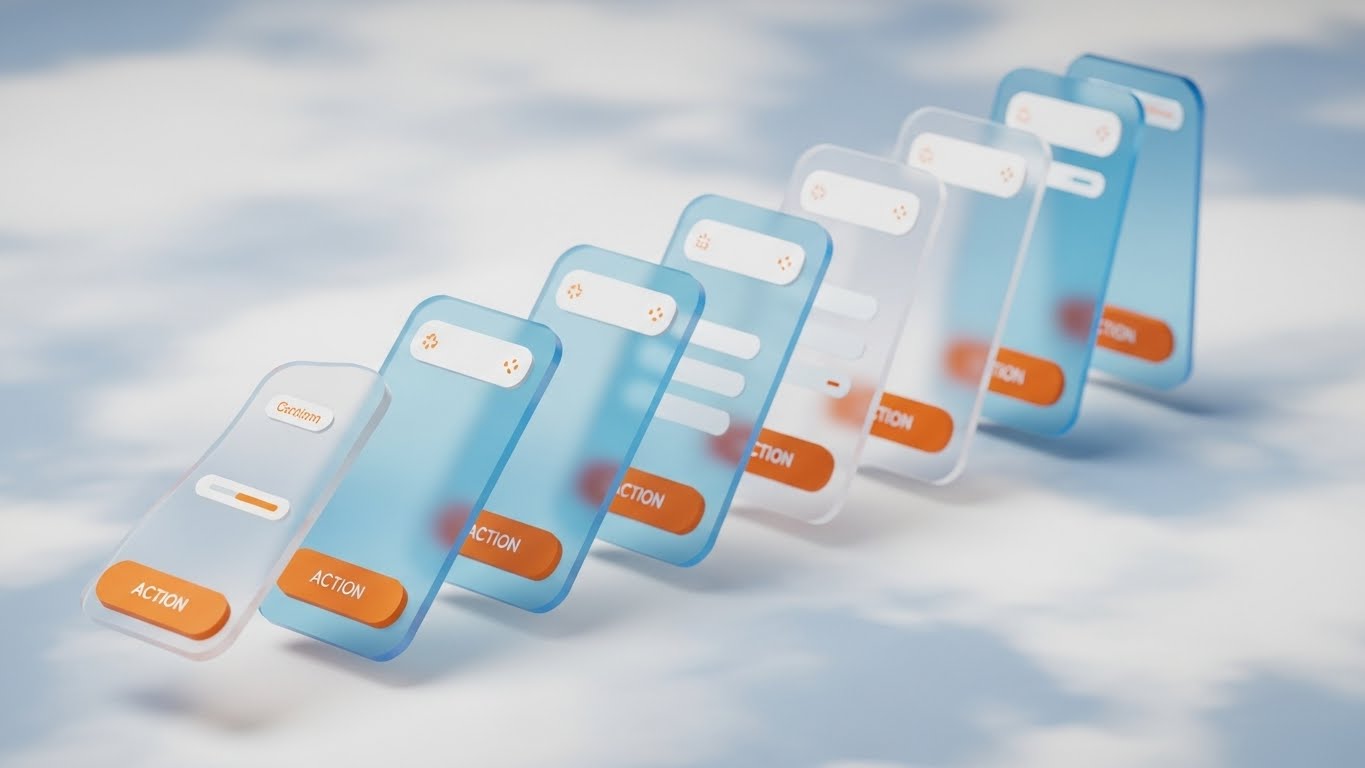 (3D Parallax UI): Domino Cards + Automated Workflow Sequence