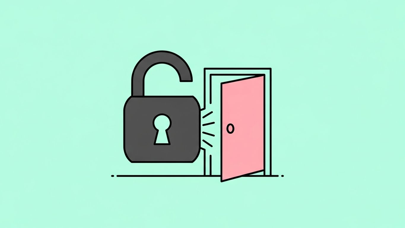 (Minimalist Vector): Unlocked Padlock + Accessible Security