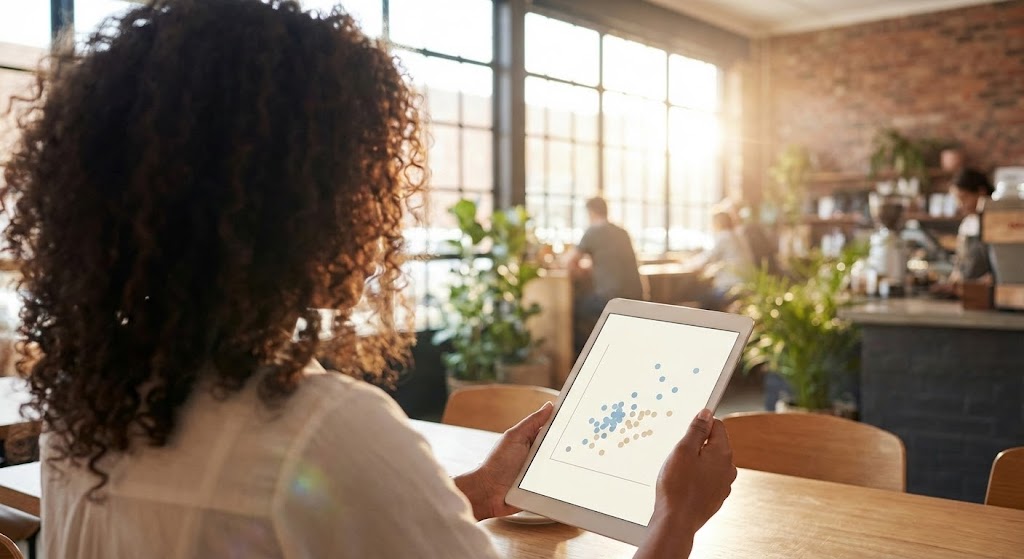 (Lifestyle Stock with UI Overlay): Remote Autonomy + Mobile Accessibility