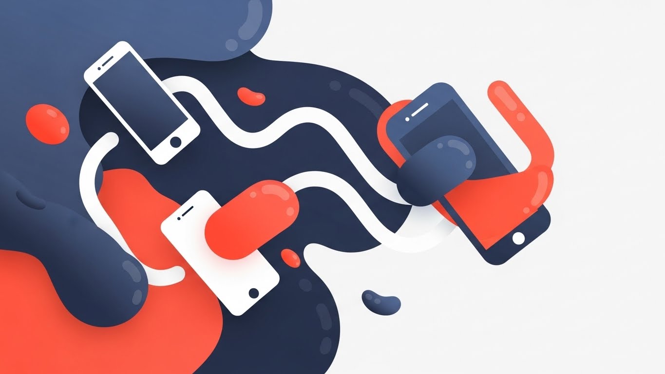 (Abstract 2D flat vector organic modern): Fluid Integration + Seamless Ecosystem