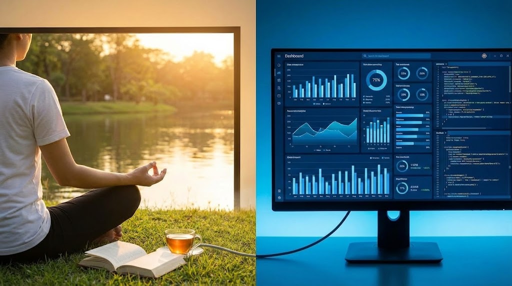 (Split Screen: Optimized Reality and UI): Balanced Reality + Outsourcing Operational Complexity
