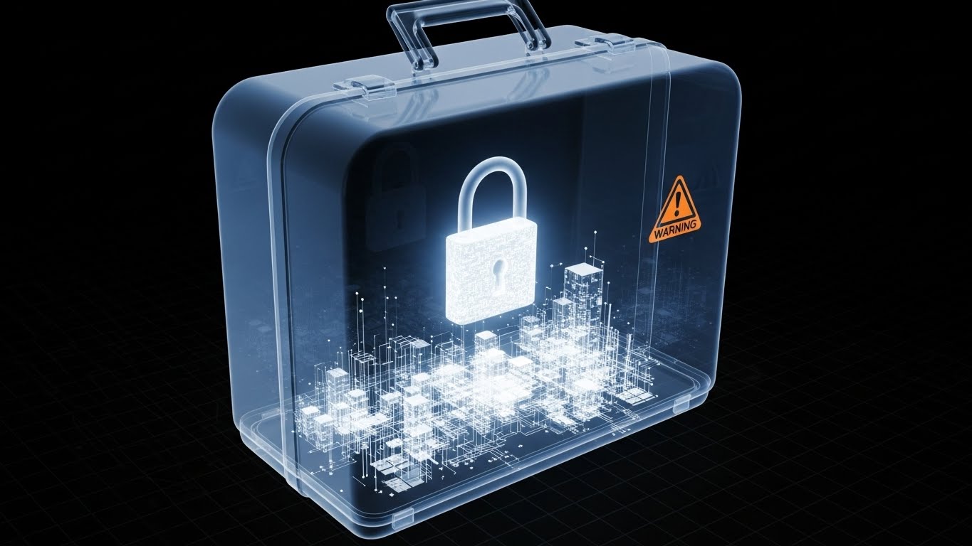 (3D X-Ray Visualization): Translucent Vault + Revealing Data Security