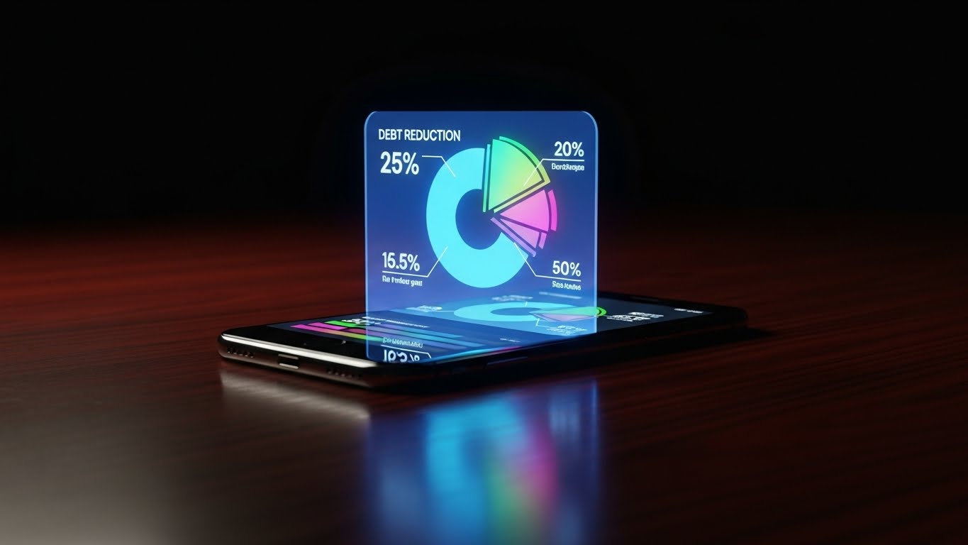 (Holographic UI over 3D Render): Projected Value + Visualizing Future Wealth