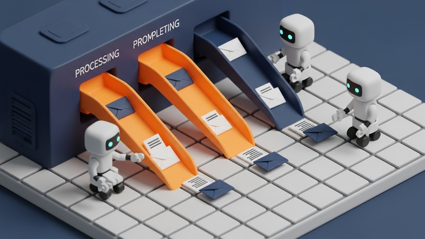 (Isometric 3D): Robotic Sorting + Scaling Process Automation