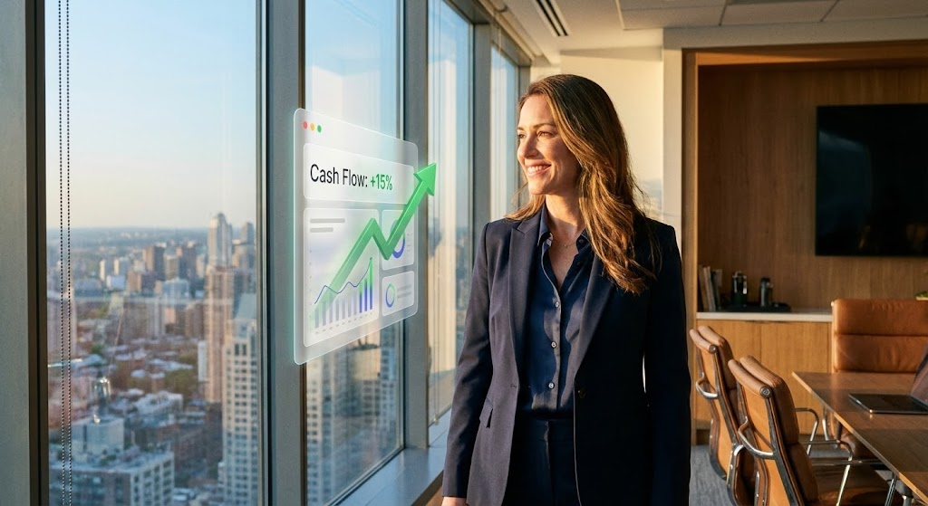 (Lifestyle Stock with UI Overlay): Augmented Executive + Realizing Cash Flow ROI