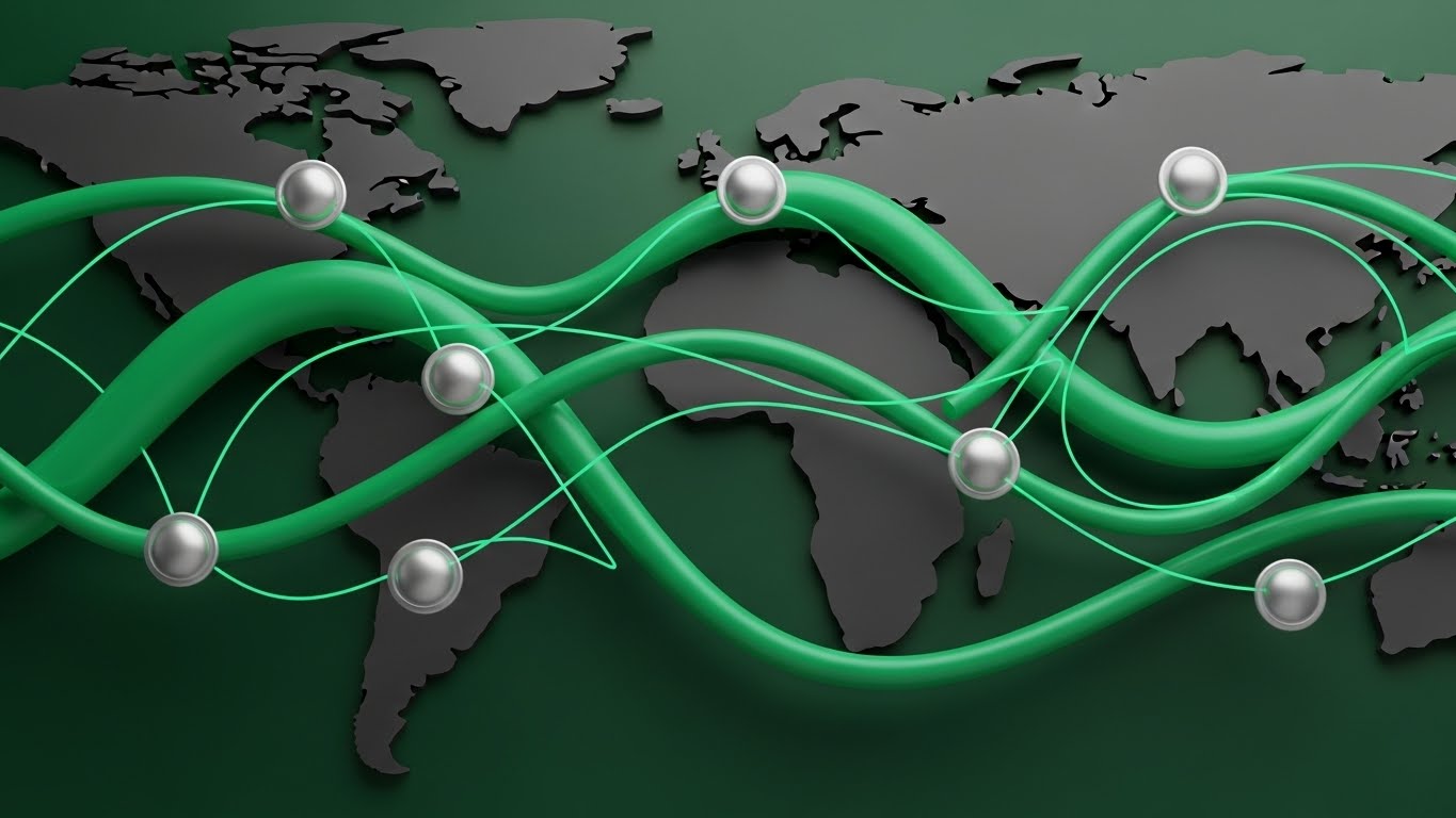 (Abstract Organic): Glowing Routes + Supply Chain Fluidity