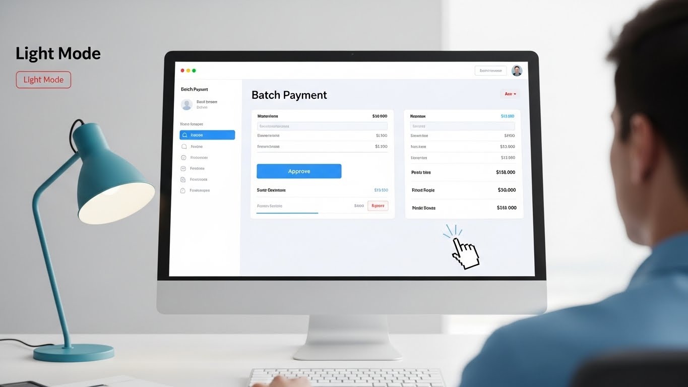 (Clean UI Workflow): Light Mode Interface + Batch Approval Velocity