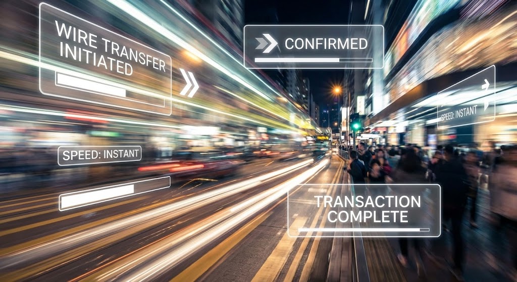 (Hyper-lapse Stock Footage): Urban Velocity + Wire Transfer Speed