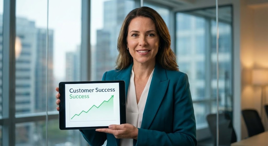 (Realistic Character Video): Human Expert + Customer Success Assurance