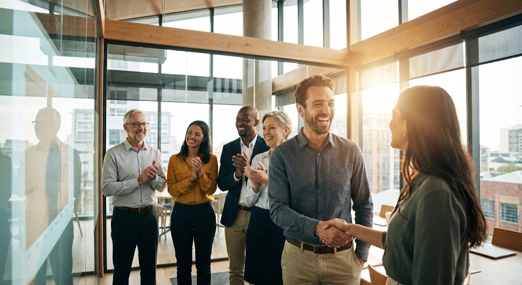 (Aspirational Stock Montage): Collaborative Success + Building Trust & Credibility