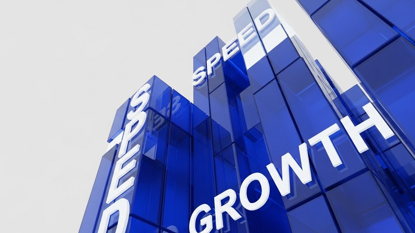 (Bold Kinetic Typography): Monolithic Structure + Accelerating Market Presence