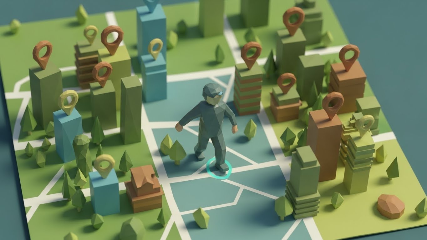 (Low-Poly 3D Modeling): Gamified Territory + Visualizing Market Coverage