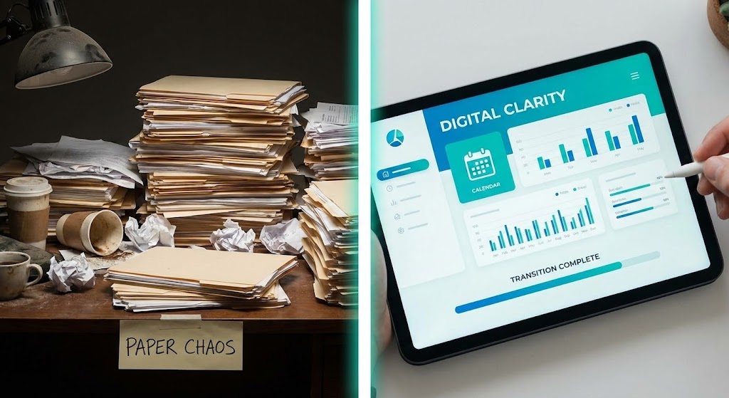 (Split Screen): Chaos vs. Clarity + Direct ROI comparison