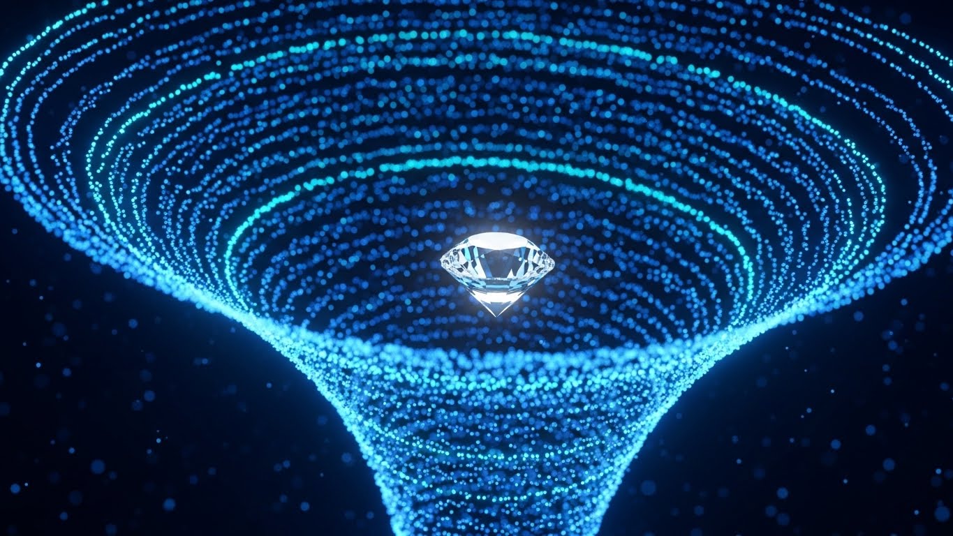 (Abstract 3D AI Visualization): Data Alchemy + The Value of AI Precision