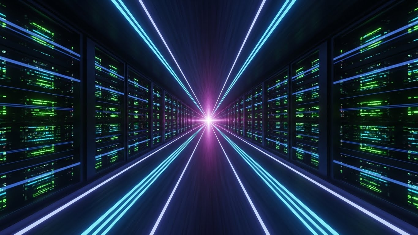 (Futuristic Neon/Dark Mode): Velocity of Innovation + Escaping Legacy Systems